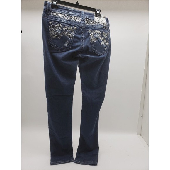 Miss Me Jeans, Size 32, Mid-Rise, Skinny, 34W x 32L, Bedazzled, Distressed - Picture 2 of 4